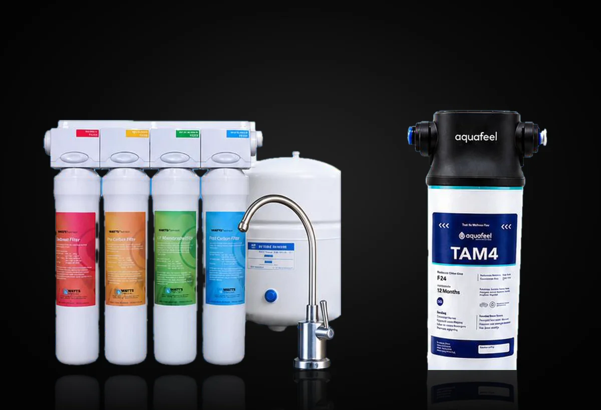 Ósmosis inversa Watts Premium de cuatro cartuchos con tanque y canilla, y membrana alcalina TAM4 de Aquafeel